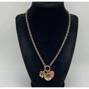 Vintage Juicy Couture Silver Gold Tone Enamel Rolo Chain Charm 19" Necklace